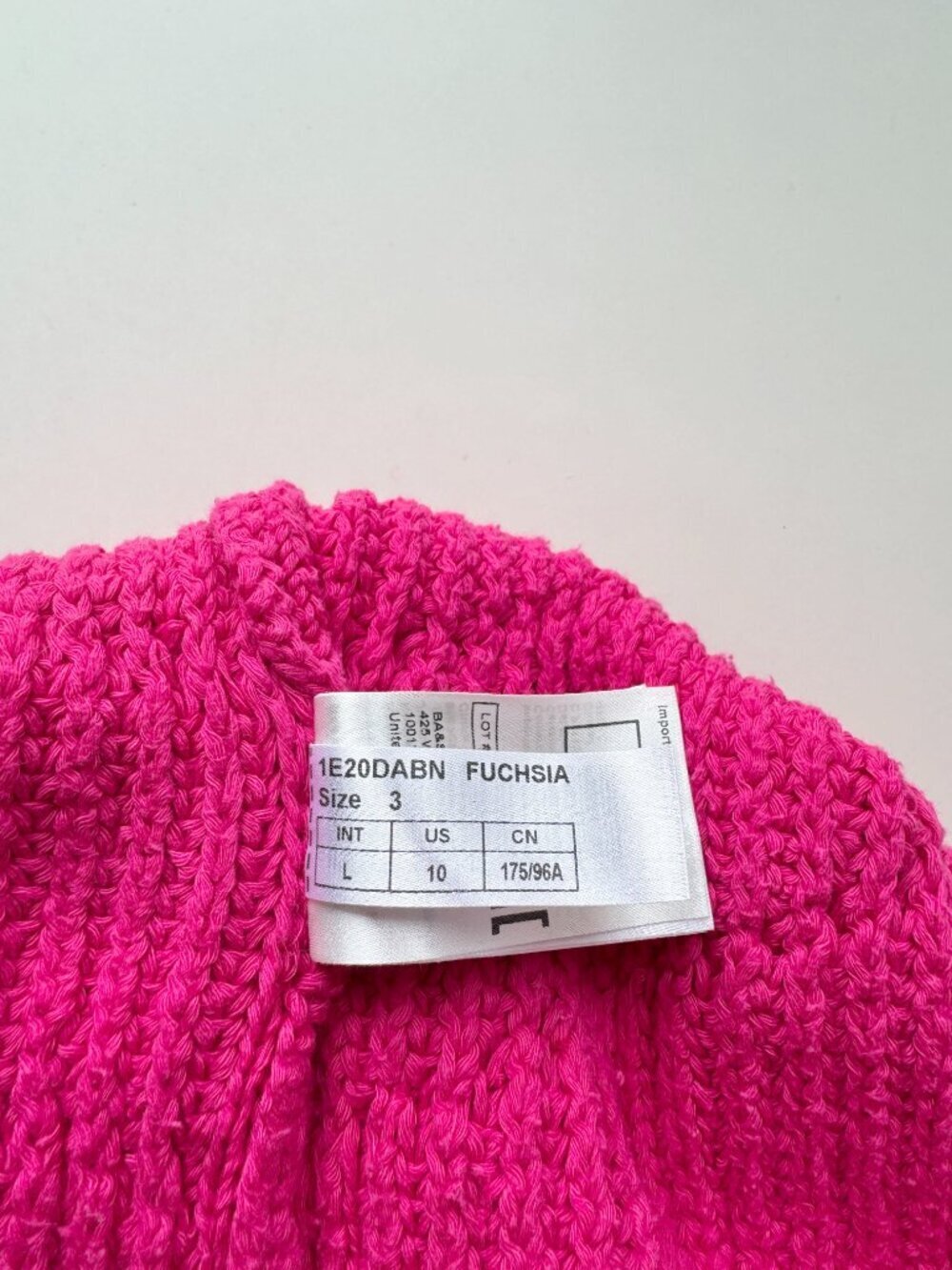 BA&SH Dabney Fuchsia Pink Cotton Knit Ribbed Puff Sleeve Sweater, Size L - Picture 14 of 16